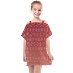 Red Gold Art Decor Kids  One Piece Chiffon Dress