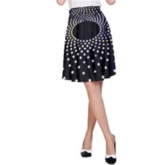 Abstract Black Blue Bright Circle A-line Skirt