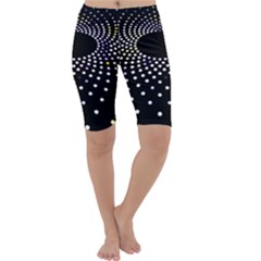 Abstract Black Blue Bright Circle Cropped Leggings 