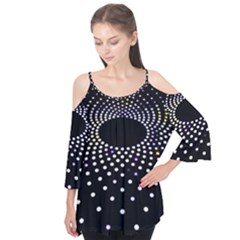 Abstract Black Blue Bright Circle Flutter Tees