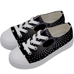 Abstract Black Blue Bright Circle Kids  Low Top Canvas Sneakers