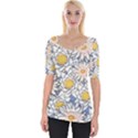 Flowers Pattern Lotus Lily Wide Neckline Tee View1