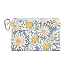 Flowers Pattern Lotus Lily Canvas Cosmetic Bag (medium) by HermanTelo