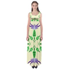 Thistle Flower Purple Thorny Flora Empire Waist Maxi Dress by Bajindul