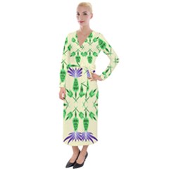 Thistle Flower Purple Thorny Flora Velvet Maxi Wrap Dress by Bajindul