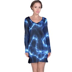 Lightning Electricity Pattern Blue Long Sleeve Nightdress