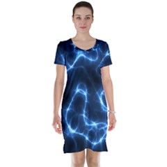Lightning Electricity Pattern Blue Short Sleeve Nightdress