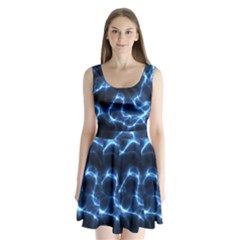Lightning Electricity Pattern Blue Split Back Mini Dress  by Mariart