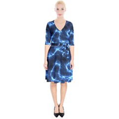 Lightning Electricity Pattern Blue Wrap Up Cocktail Dress by Mariart