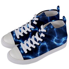 Lightning Electricity Pattern Blue Women s Mid-top Canvas Sneakers by Mariart