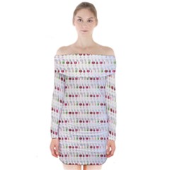 Wine Glass Pattern Long Sleeve Off Shoulder Dress by Alisyart