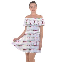 Wine Glass Pattern Off Shoulder Velour Dress by Alisyart