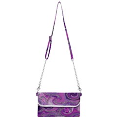 Marbled Purple Swirls Mini Crossbody Handbag