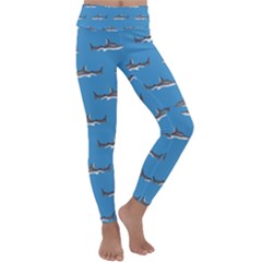 Shark Pattern Kids  Lightweight Velour Classic Yoga Leggings by bloomingvinedesign