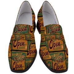 Open Closed 1 Women s Chunky Heel Loafers by ArtworkByPatrick
