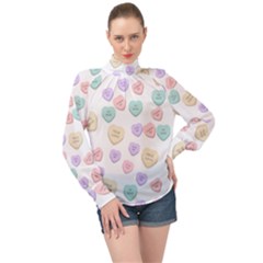 Hearts High Neck Long Sleeve Chiffon Top by Lullaby