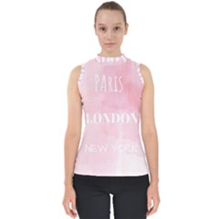 Paris, London, New York Mock Neck Shell Top by Lullaby