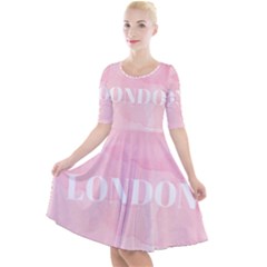 Paris, London, New York Quarter Sleeve A-line Dress