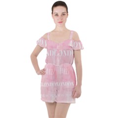 Paris, London, New York Ruffle Cut Out Chiffon Playsuit by Lullaby