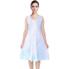 Pastel Eiffel s Tower, Paris V-neck Midi Sleeveless Dress  by Lullaby