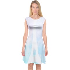 Pastel Eiffel s Tower, Paris Capsleeve Midi Dress by Lullaby