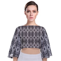 Black White 6 Tie Back Butterfly Sleeve Chiffon Top by ArtworkByPatrick