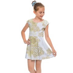 Christmas Gold Stars Snow Flakes  Kids  Cap Sleeve Dress by Lullaby