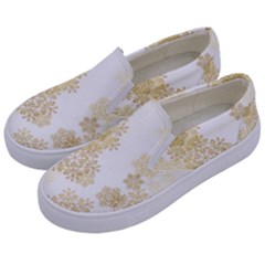 Christmas Gold Stars Snow Flakes  Kids  Canvas Slip Ons by Lullaby