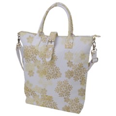 Christmas Gold Stars Snow Flakes  Buckle Top Tote Bag by Lullaby