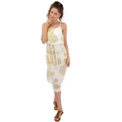 Christmas gold stars snow flakes  Waist Tie Cover Up Chiffon Dress