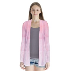 Pink Blurry Pastel Watercolour Ombre Drape Collar Cardigan by Lullaby