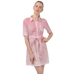 Pink Blurry Pastel Watercolour Ombre Belted Shirt Dress by Lullaby