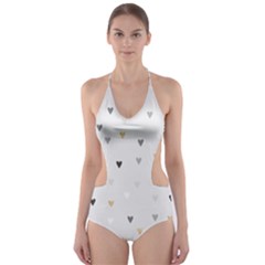 Grey Hearts Print Romantic Cut-out One Piece Swimsuit