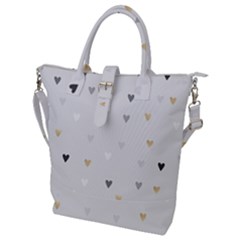 Grey Hearts Print Romantic Buckle Top Tote Bag by Lullaby