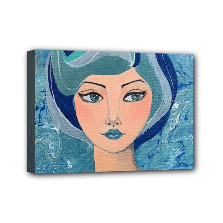 Blue Girl Mini Canvas 7  x 5  (Stretched)