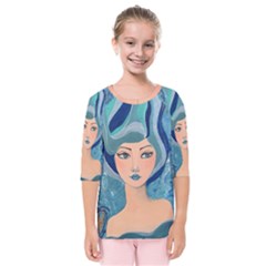 Blue Girl Kids  Quarter Sleeve Raglan Tee