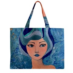 Blue Girl Zipper Mini Tote Bag