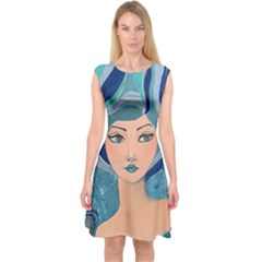 Blue Girl Capsleeve Midi Dress