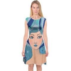 Blue Girl Capsleeve Midi Dress by CKArtCreations