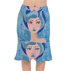Blue Girl Short Mermaid Skirt