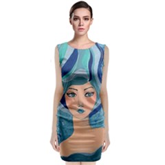 Blue Girl Sleeveless Velvet Midi Dress by CKArtCreations