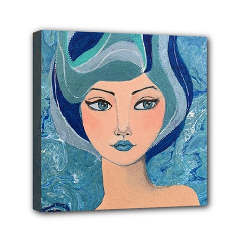 Blue Girl Mini Canvas 6  X 6  (stretched)