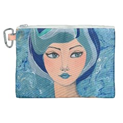 Blue Girl Canvas Cosmetic Bag (xl) by CKArtCreations