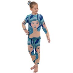 Blue Girl Kids  Long Sleeve Set  by CKArtCreations