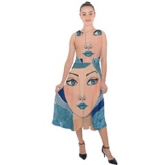 Blue Girl Midi Tie-back Chiffon Dress by CKArtCreations