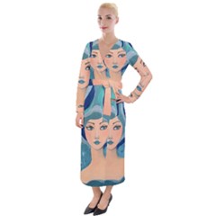 Blue Girl Velvet Maxi Wrap Dress by CKArtCreations