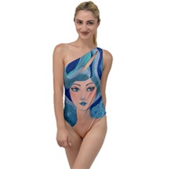 Blue Girl To One Side Swimsuit by CKArtCreations