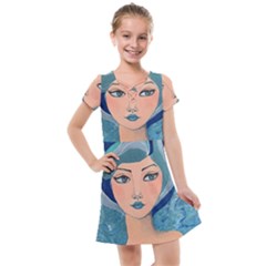 Blue Girl Kids  Cross Web Dress by CKArtCreations
