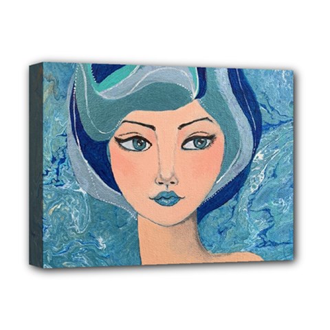 Blue Girl Deluxe Canvas 16  X 12  (stretched) 