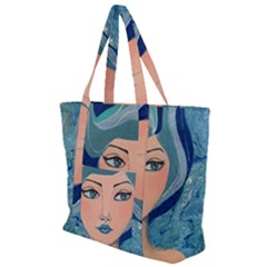 Blue Girl Zip Up Canvas Bag by CKArtCreations